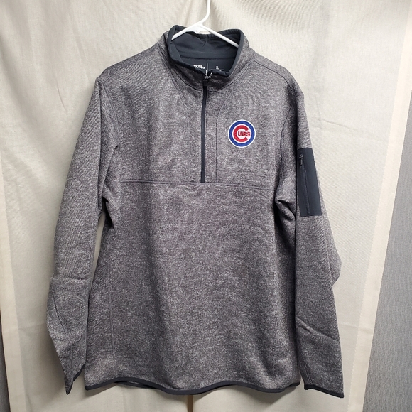 Antigua Other - Gray Half-Zip Pullover with Cubs Logo